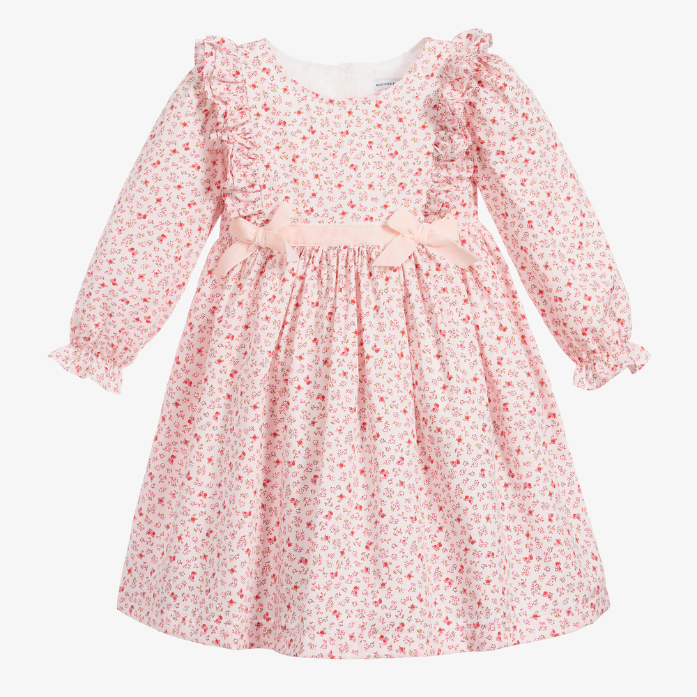 Beatrice & George - Robe rose en coton fleuri Fille | Childrensalon