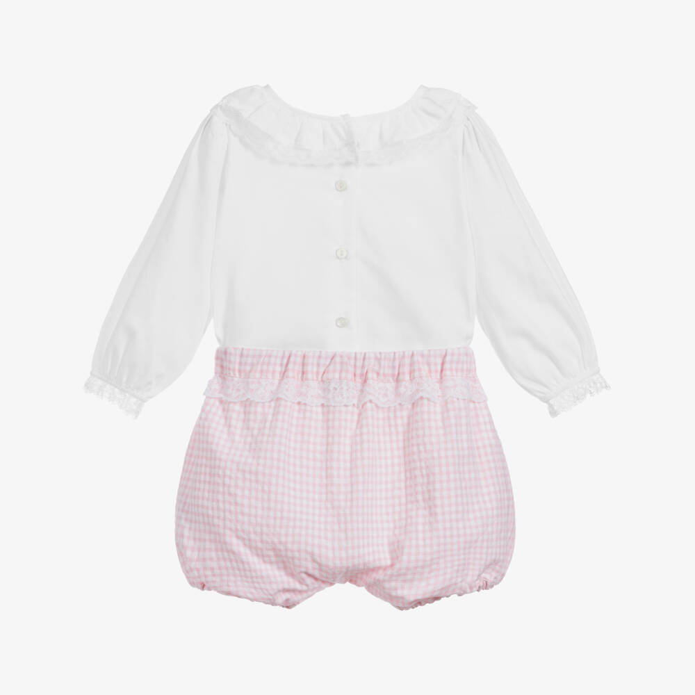 Beatrice & George-Розово-белый комплект с шортами для девочек | Childrensalon Outlet