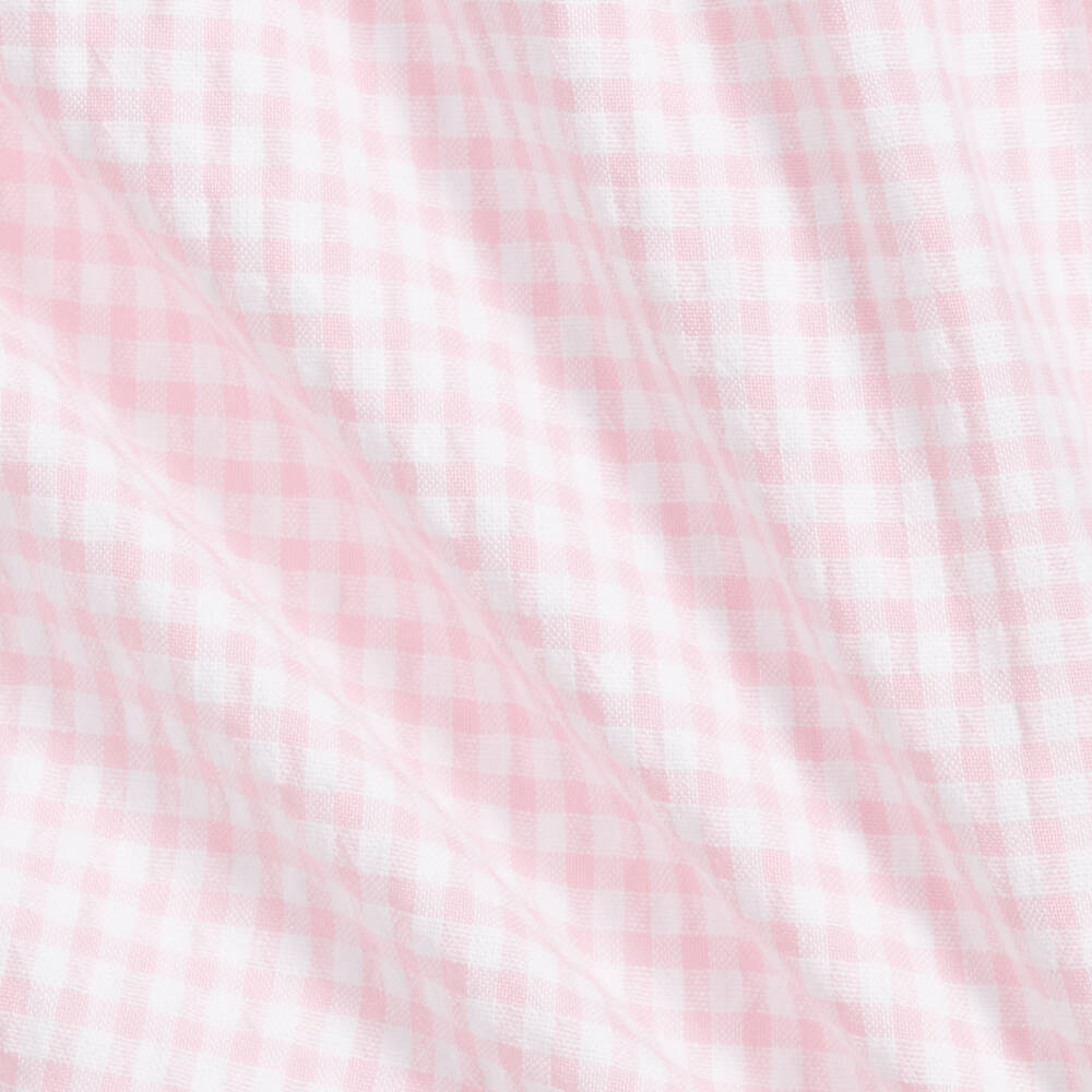 Beatrice & George-Girls Pink Gingham Seersucker Shorts Set | Childrensalon Outlet