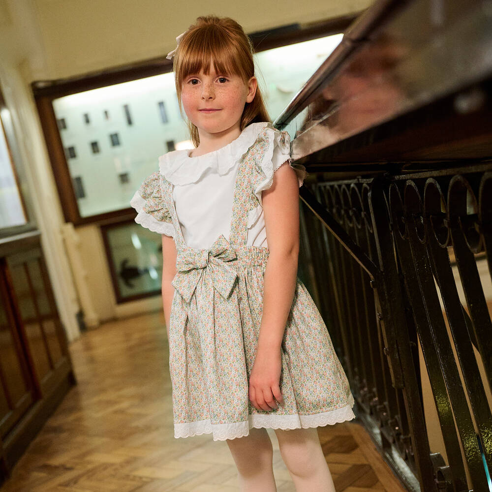 Beatrice & George-Топ с розово-зеленой юбкой в цветочек для девочек | Childrensalon Outlet