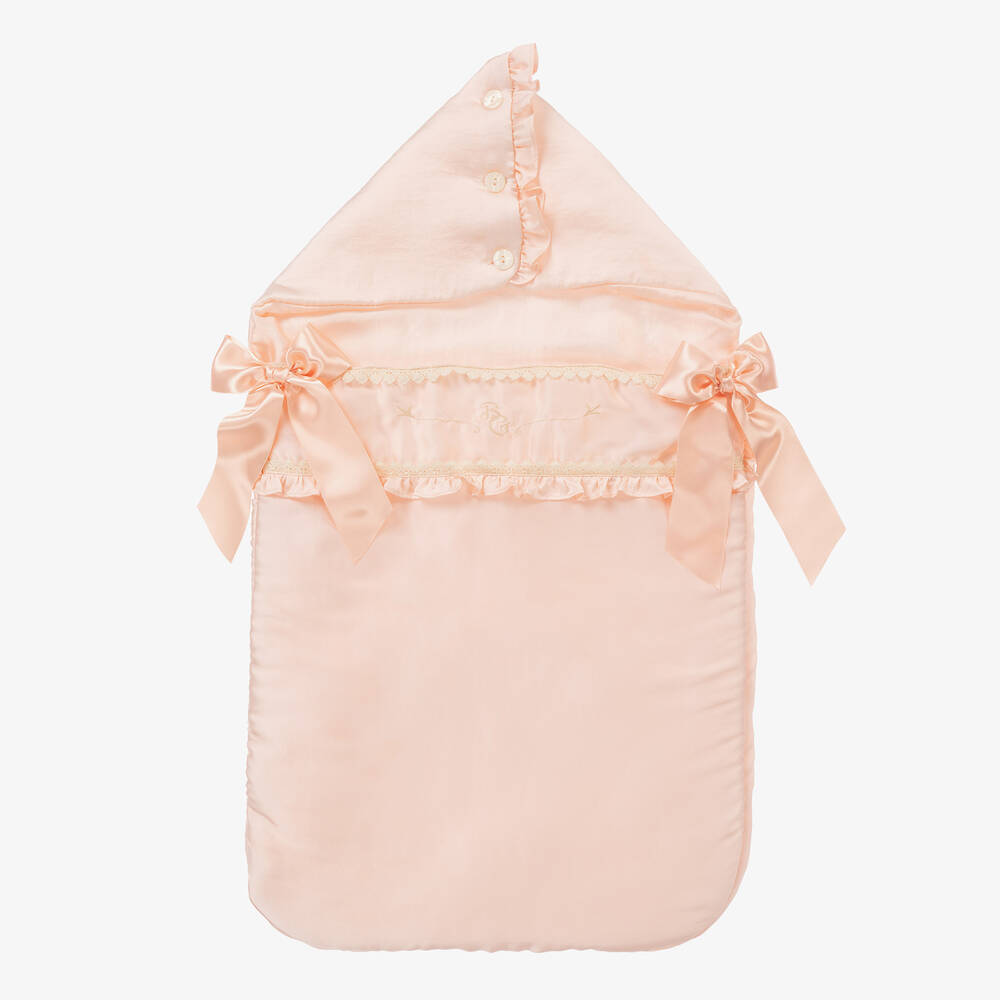 Beatrice & George - Розовый атласный конверт для малышек (80см) | Childrensalon