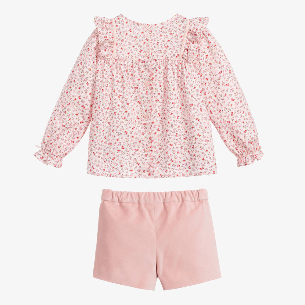 Beatrice & George-Комплект из розового топа с цветочным рисунком и шорт | Childrensalon Outlet