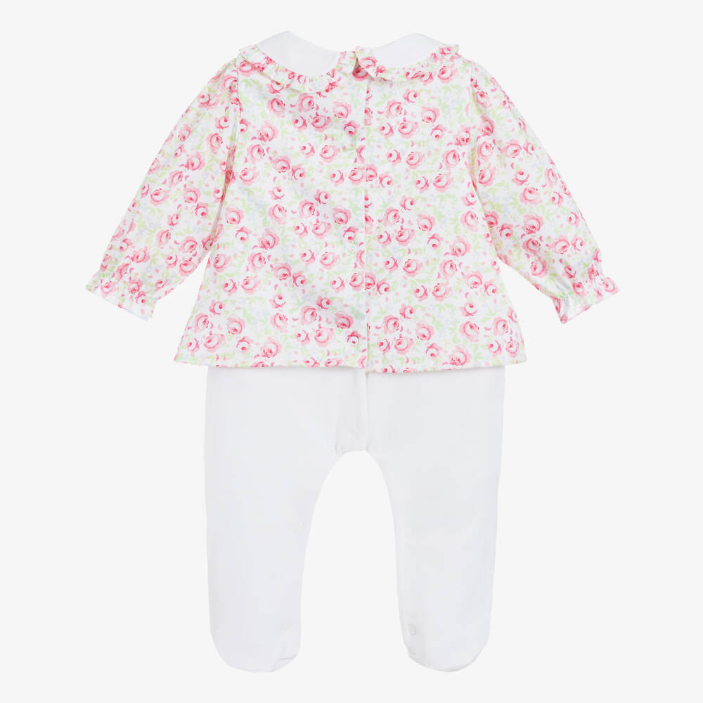 Beatrice & George-Бело-розовый хлопковый комбинезон для девочек | Childrensalon Outlet