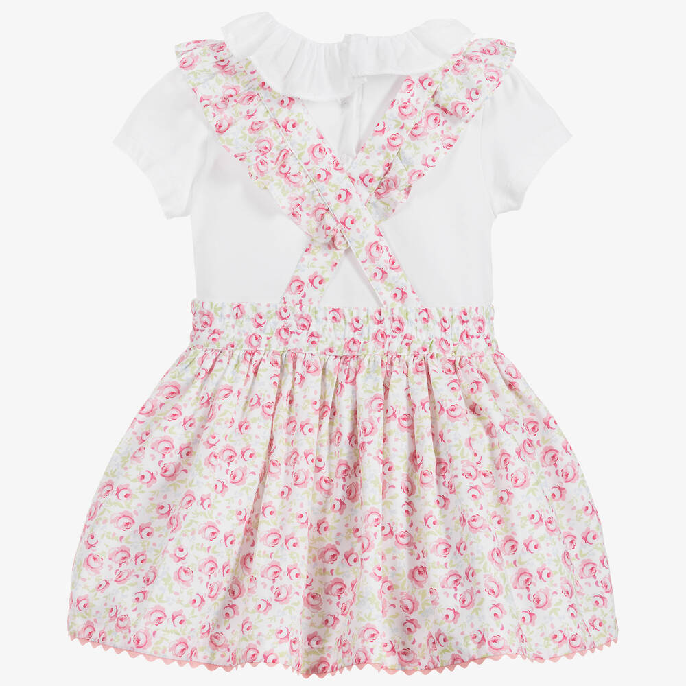 Beatrice & George-Бело-розовый комплект из хлопка с юбкой для девочек | Childrensalon Outlet