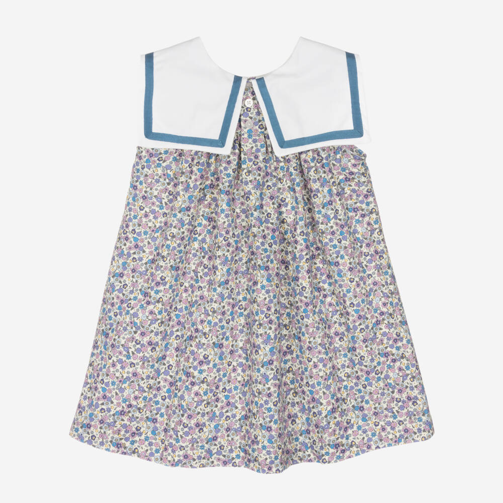 Beatrice & George-Girls Purple Cotton Sailor Dress | Childrensalon Outlet