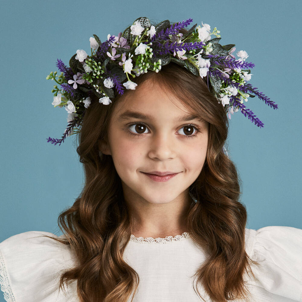 Beatrice & George-Girls Purple Handmade Lavender Garland | Childrensalon Outlet