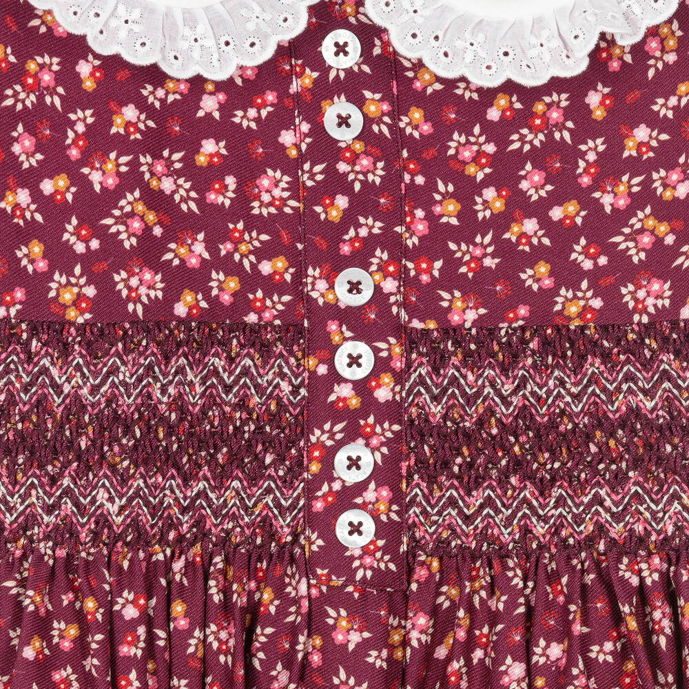 Beatrice & George-Girls Red Ditsy Floral Smocked Dress | Childrensalon Outlet