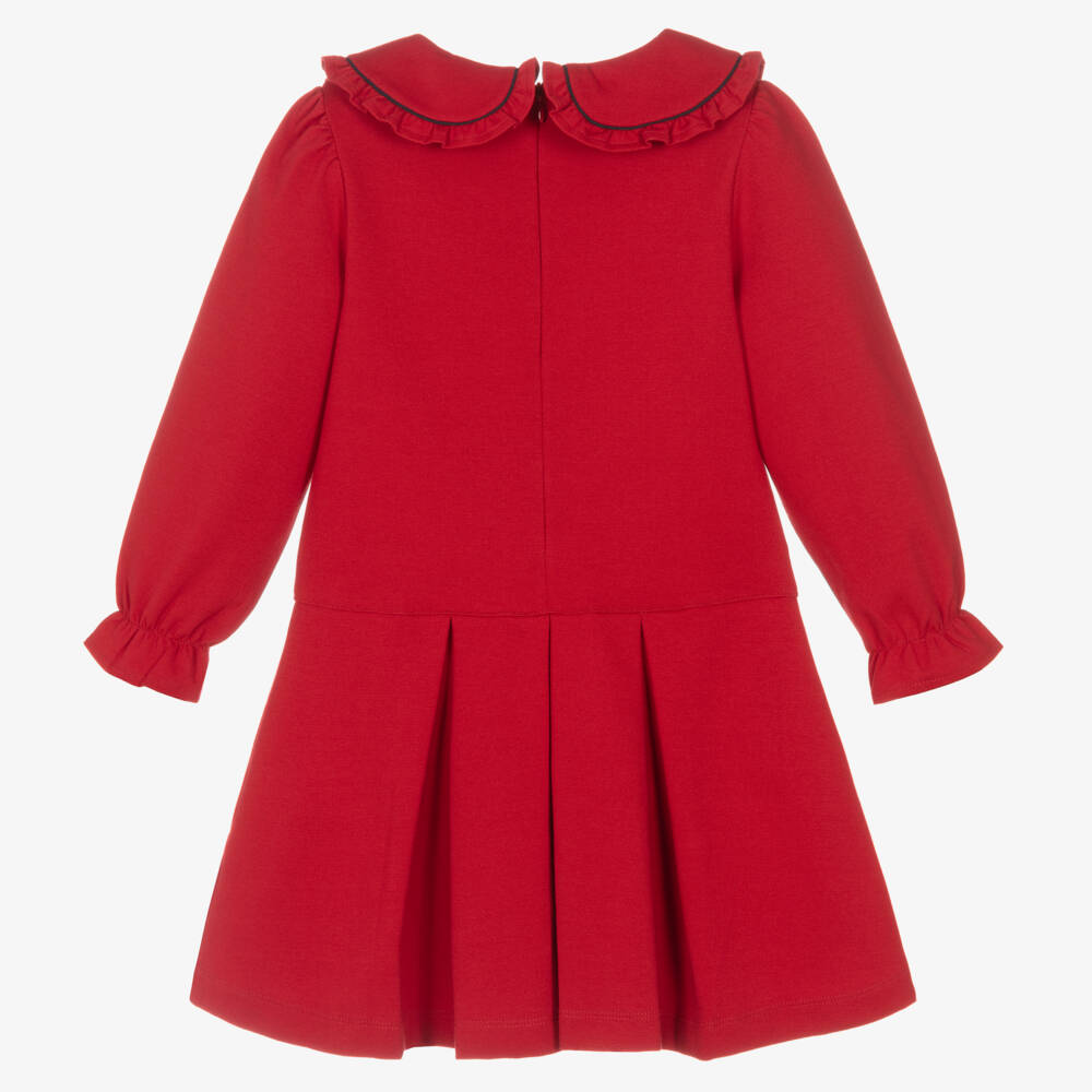 Beatrice & George-Girls Red Milano Jersey Frock | Childrensalon Outlet