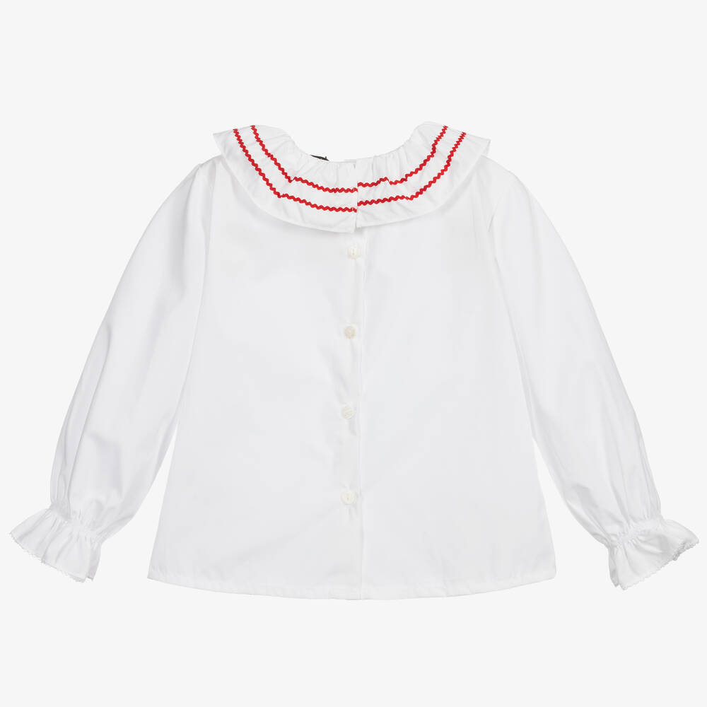 Beatrice & George-Girls Red Needlecord Pinafore Dress Set | Childrensalon Outlet