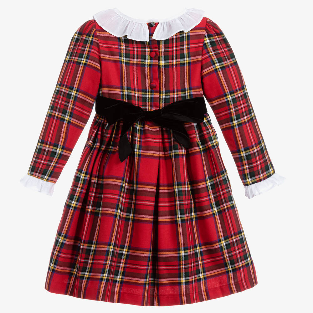 Beatrice & George-Красное хлопковое платье из шотландки для девочек | Childrensalon Outlet