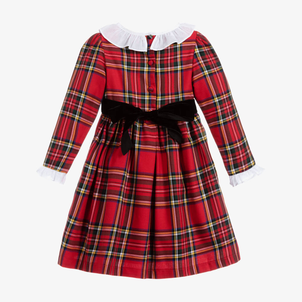 Beatrice & George-فستان تارتان قطن جيرسي لون أحمر | Childrensalon Outlet