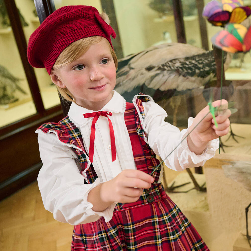 Beatrice & George - Girls Red Tartan Cotton Skirt Set
