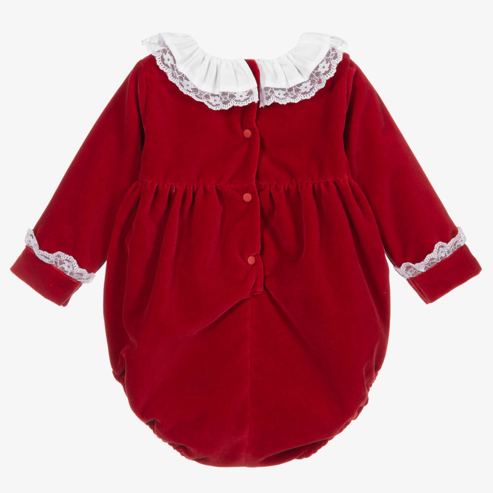 Beatrice & George-Красный бархатный песочник для девочек | Childrensalon Outlet