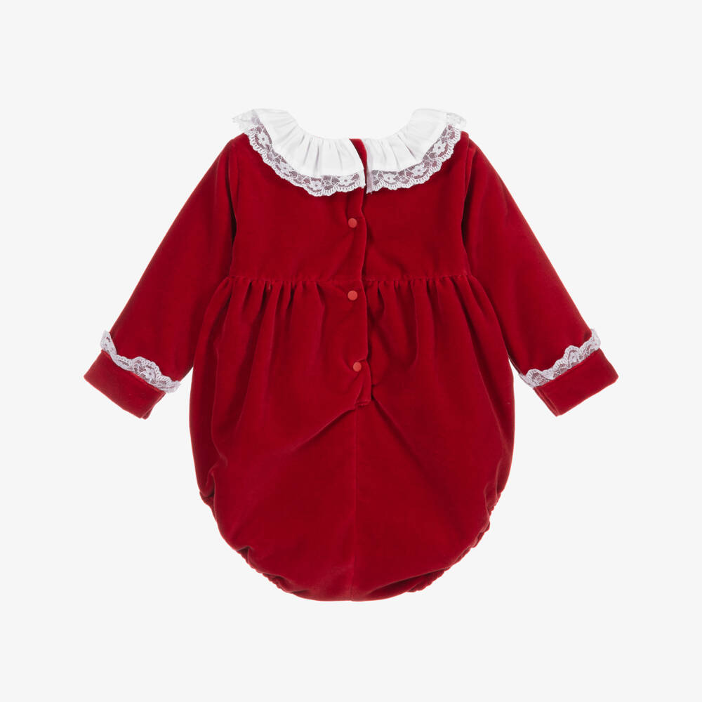 Beatrice & George-Красный бархатный песочник для девочек | Childrensalon Outlet