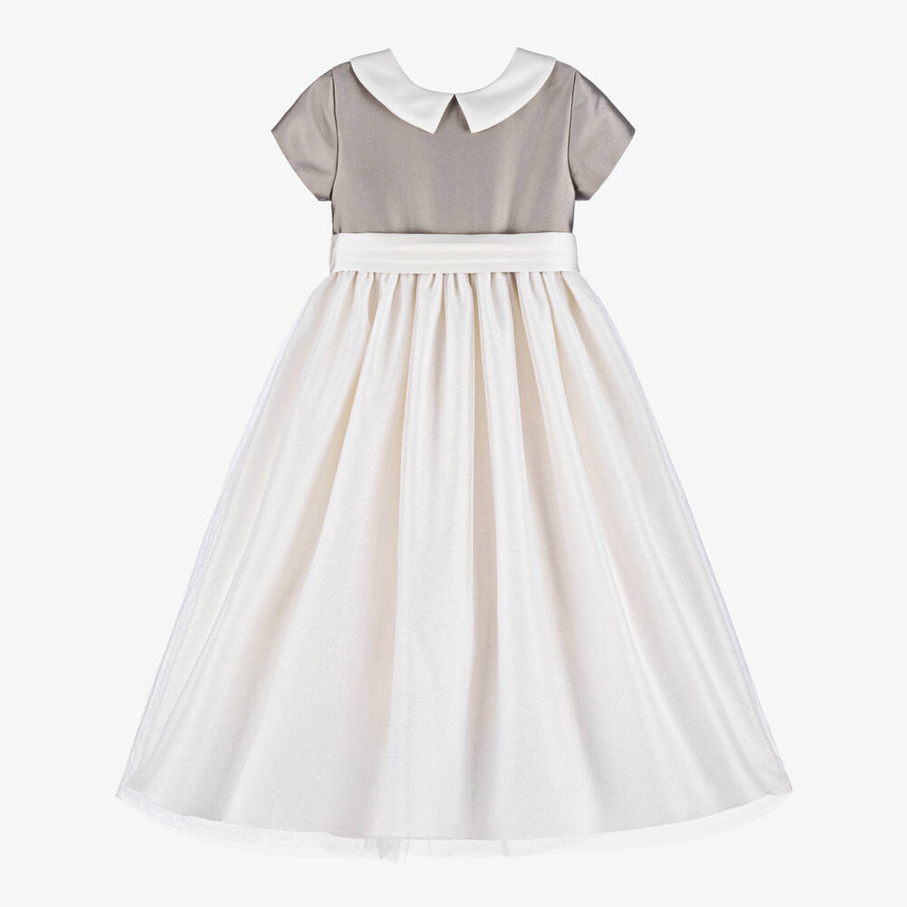 Beatrice & George-Girls Satin Bronze & Ivory Gown | Childrensalon Outlet
