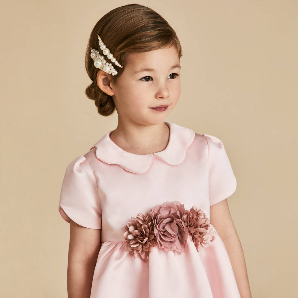 Beatrice & George-Girls Satin Gown with Tulip Sleeves | Childrensalon Outlet