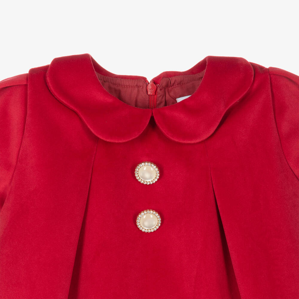 بياتريس آند جورج-فستان مخمل لون أحمر | Childrensalon Outlet