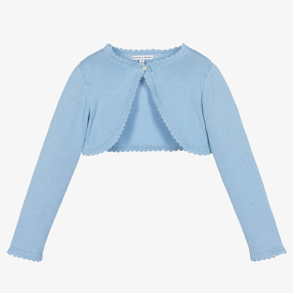 Beatrice & George-Girls Soft Blue Knit Bolero | Childrensalon Outlet