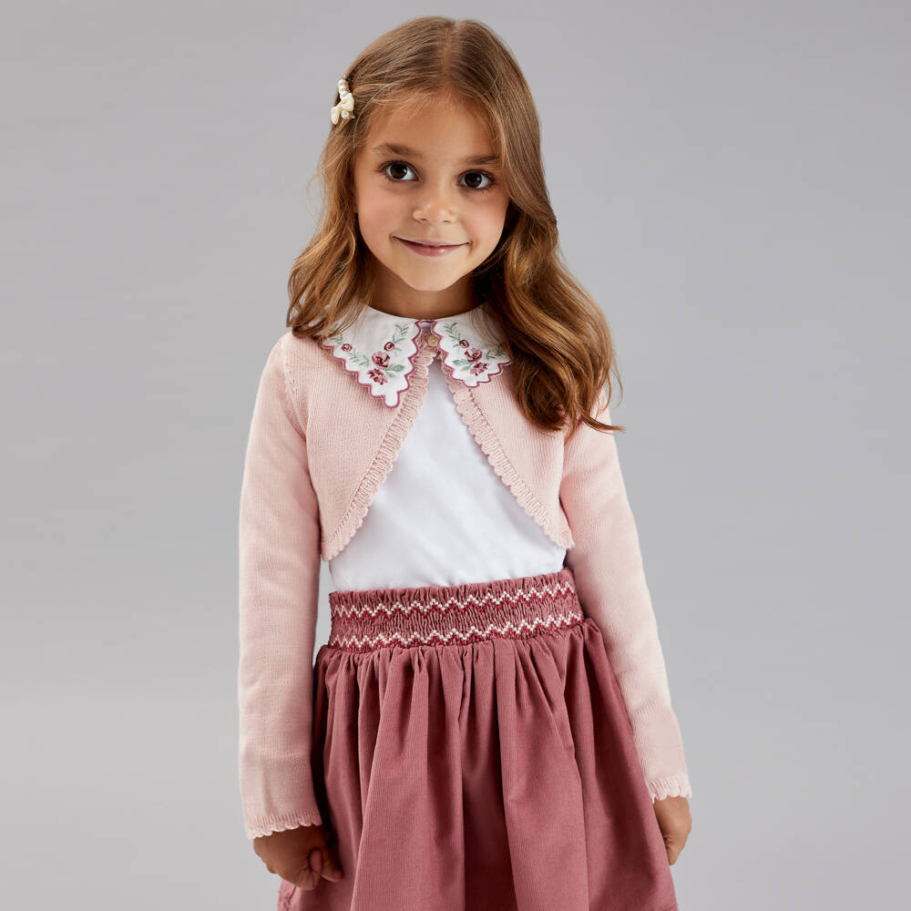 Beatrice & George-Girls Soft Pink Knit Shrug Cardigan | Childrensalon Outlet
