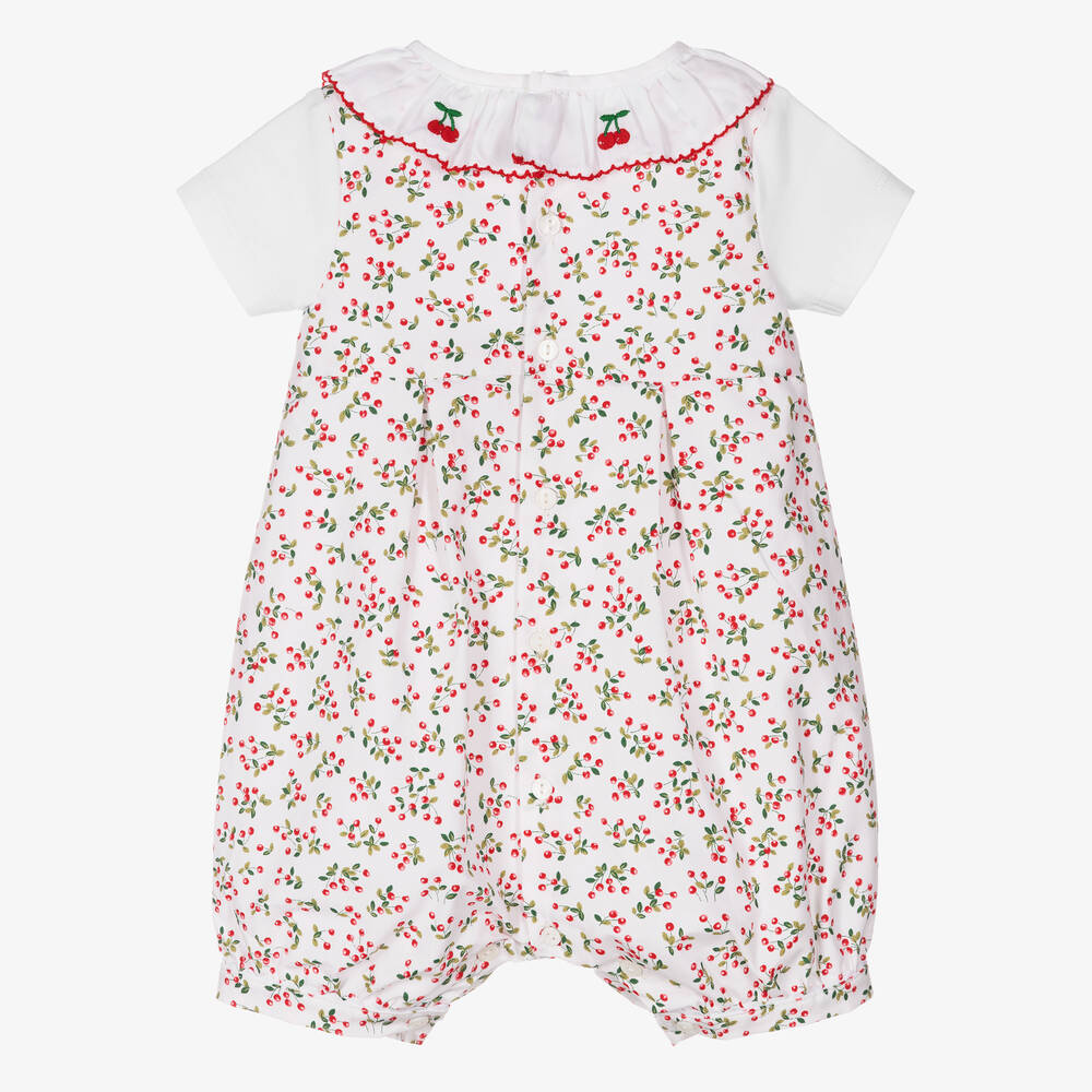 Beatrice & George-Girls White Cotton Cherry Shortie | Childrensalon Outlet