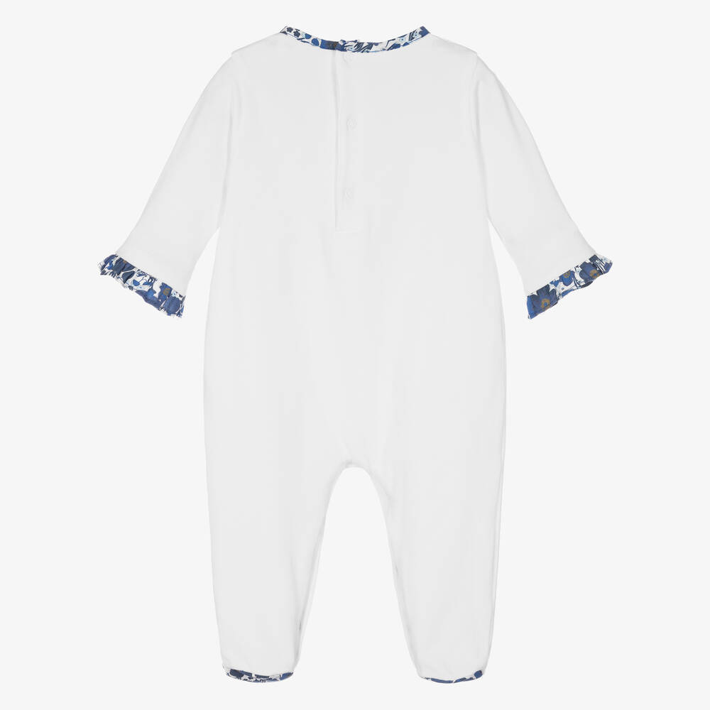Beatrice & George X Childrensalon-Girls White Cotton Sybil Print Babygrow | Childrensalon Outlet