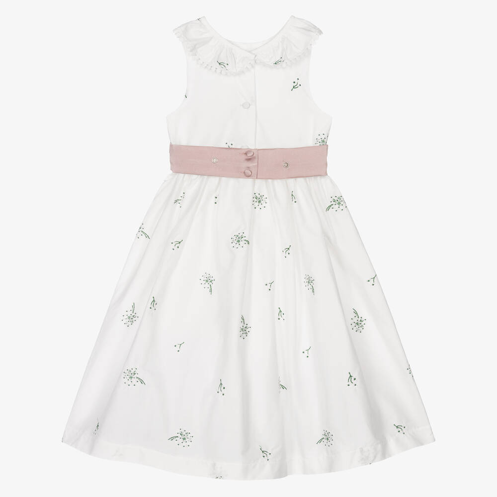 Beatrice & George-Белое платье из хлопка с вышивкой для девочек | Childrensalon Outlet