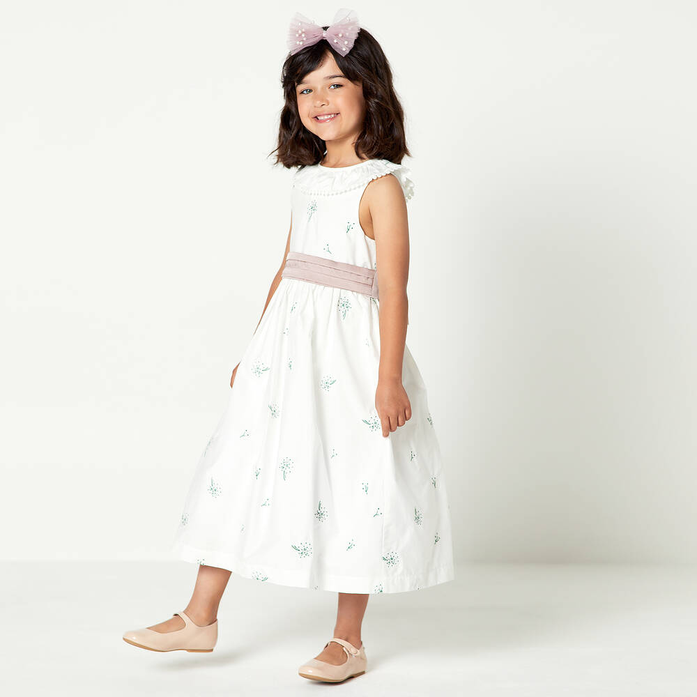 Beatrice & George-Белое платье из хлопка с вышивкой для девочек | Childrensalon Outlet