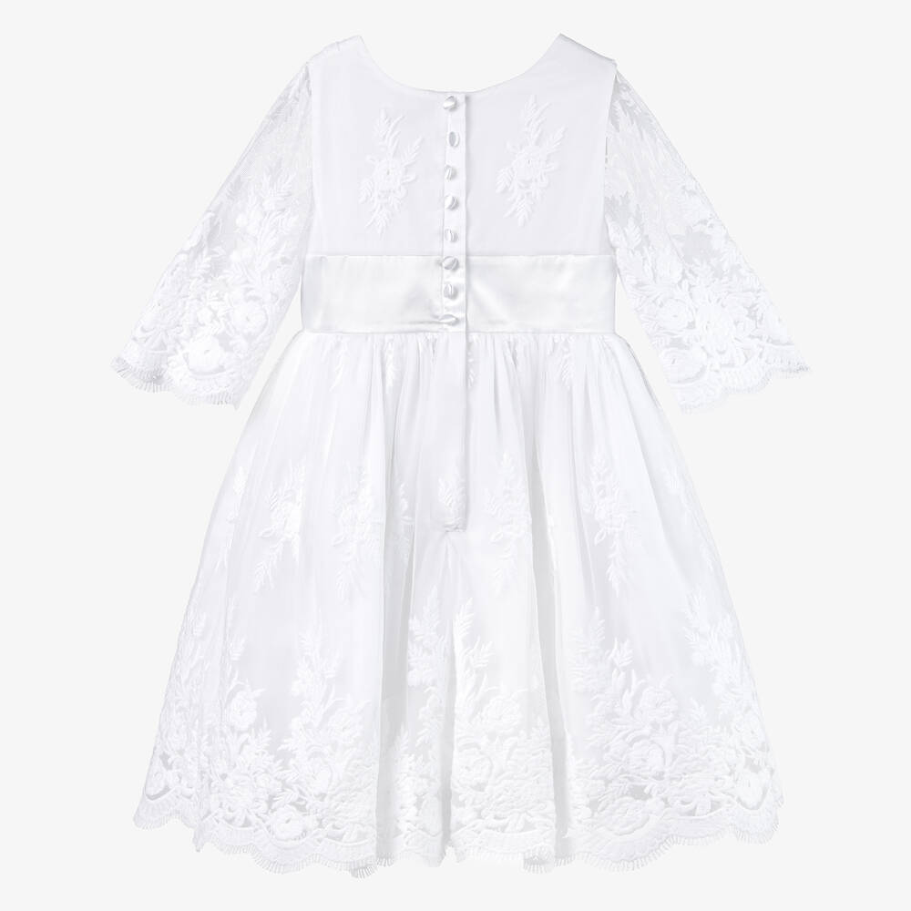 Beatrice & George-Белое платье из тюля с вышивкой | Childrensalon Outlet