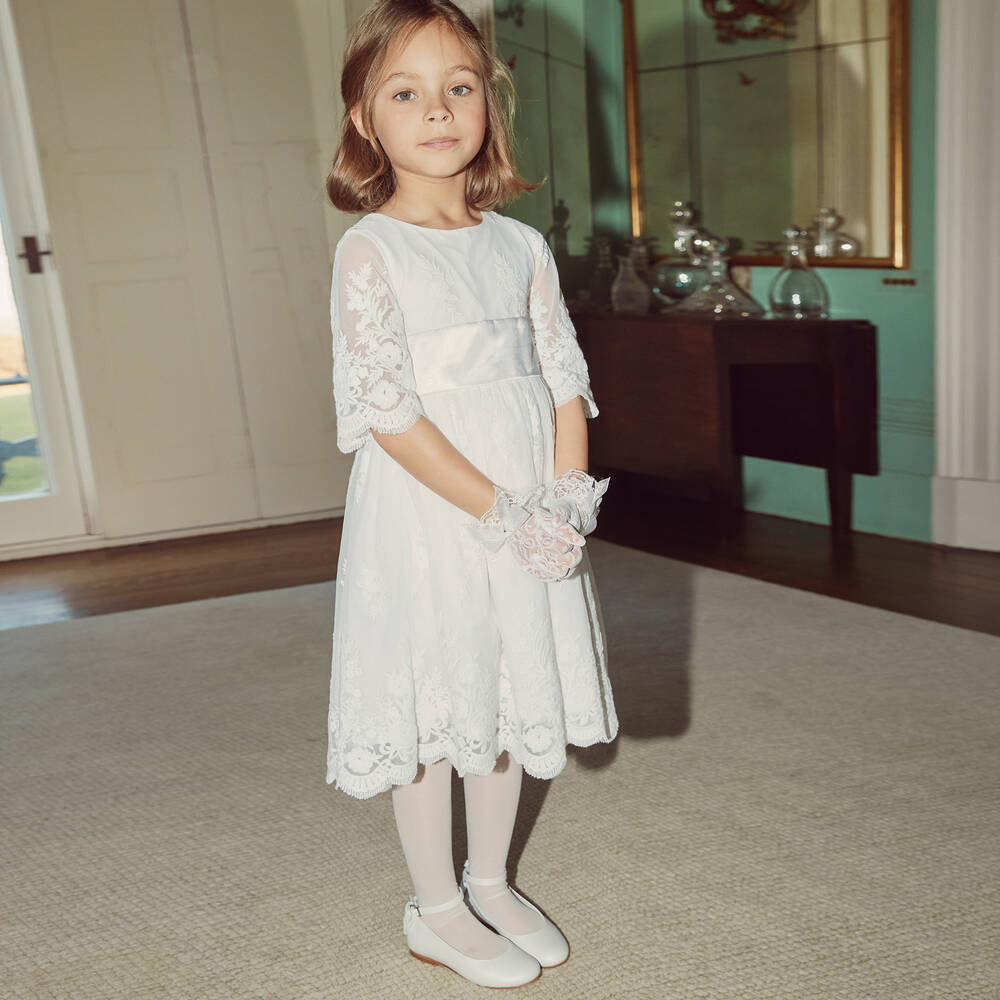 Girls white embroidered dress hot sale