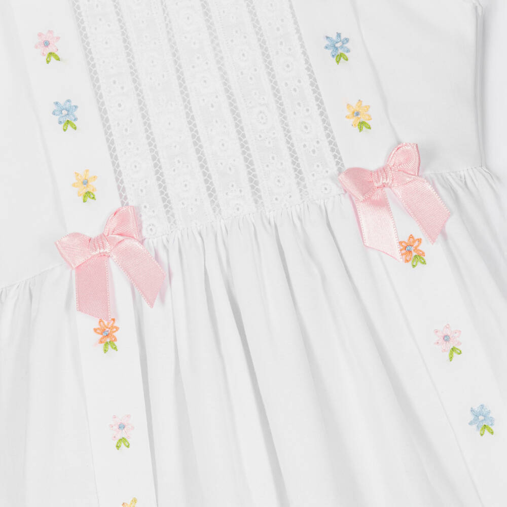 Beatrice & George-Белое хлопковое платье с цветочным узором для девочек | Childrensalon Outlet
