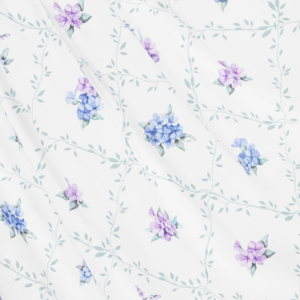 Beatrice & George-Girls White Floral Cotton Frock | Childrensalon Outlet