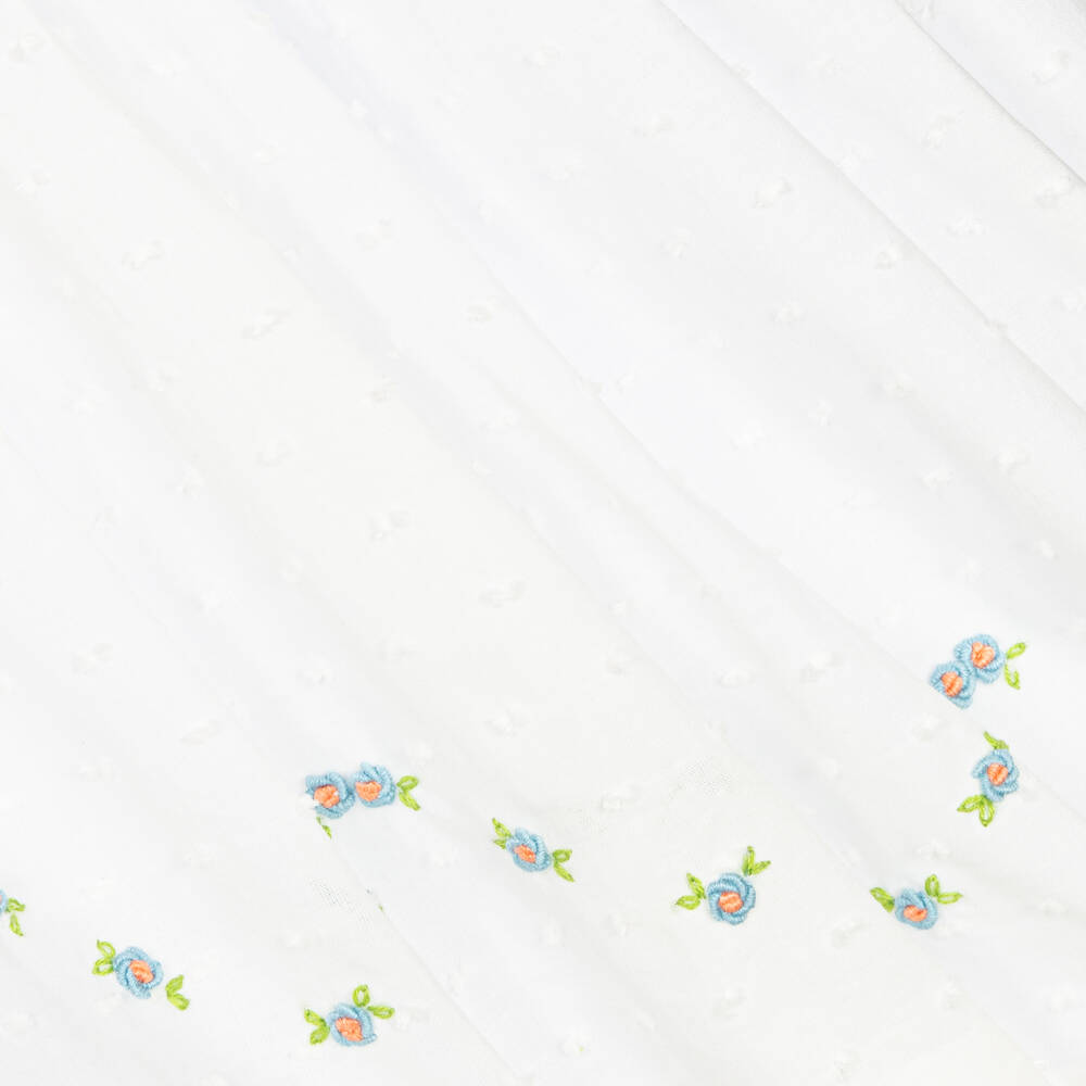 Beatrice & George-Белое хлопковое платье с ручной присборенной вышивкой | Childrensalon Outlet