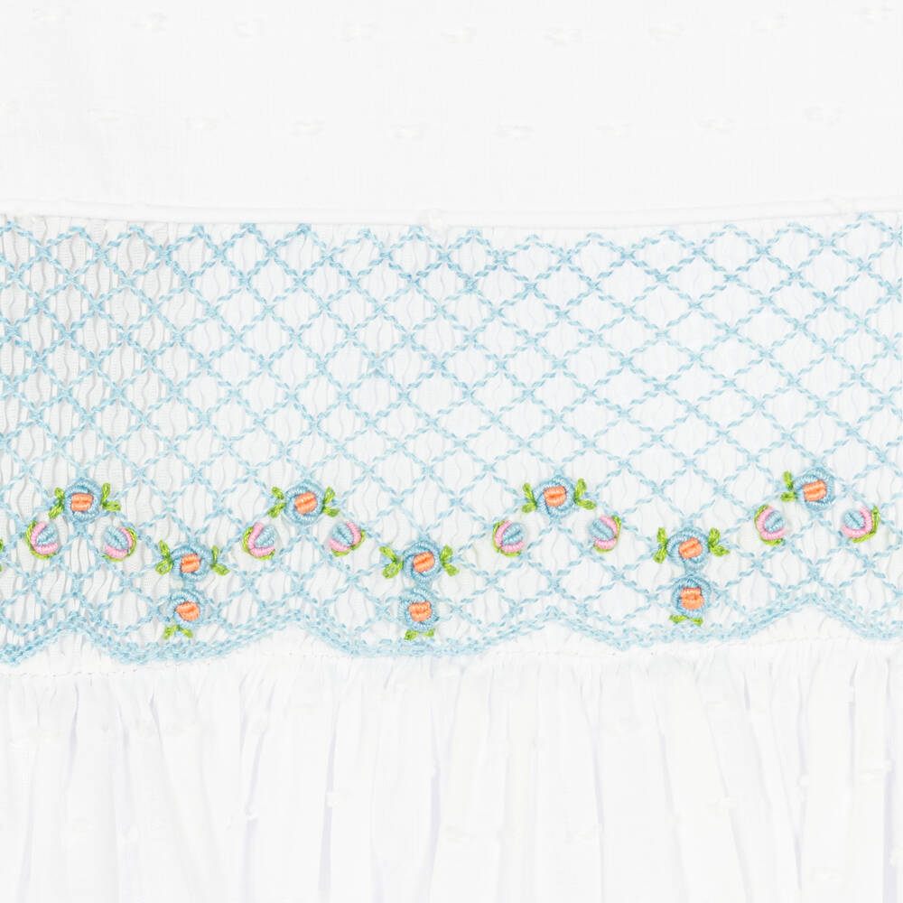 Beatrice & George-Белое хлопковое платье с ручной присборенной вышивкой | Childrensalon Outlet