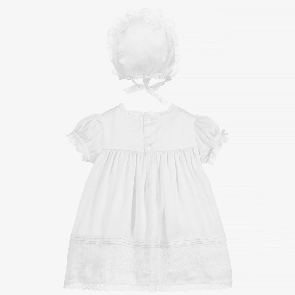 Beatrice & George-Girls White Satin & Lace Dress Set | Childrensalon Outlet