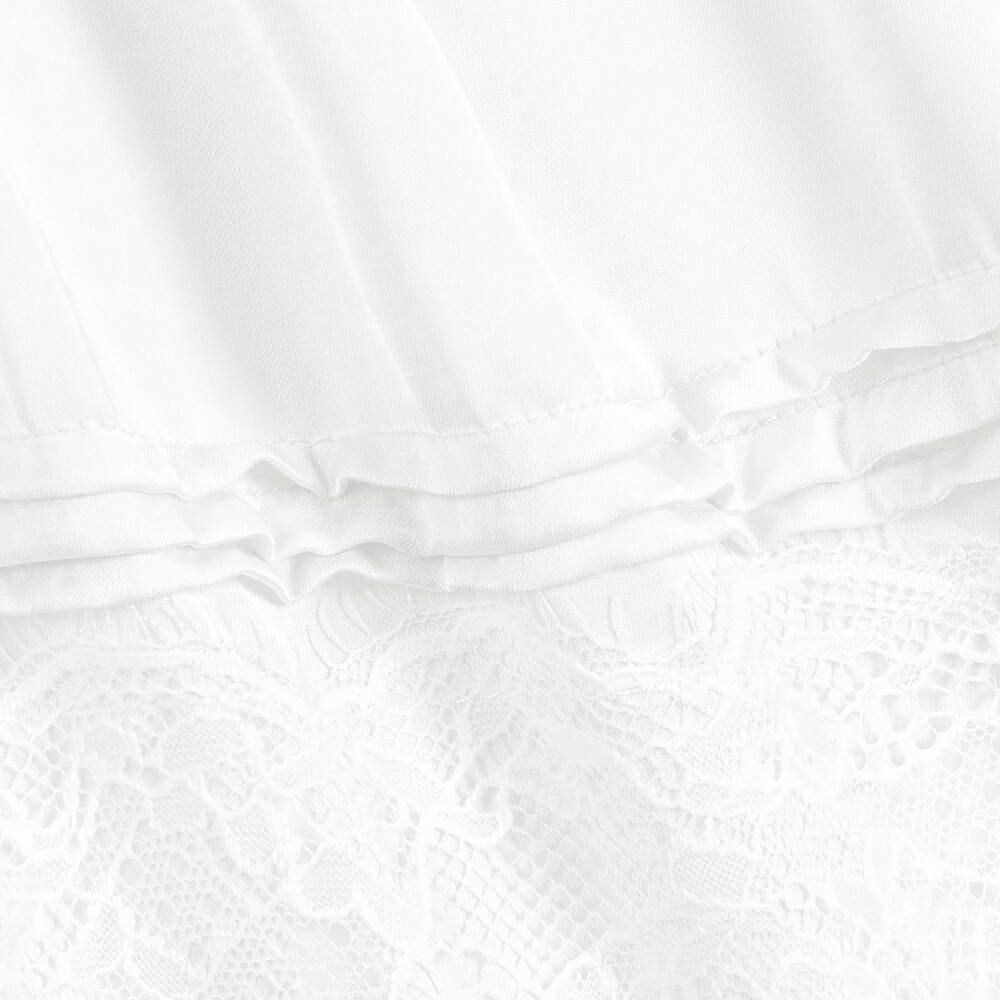 Beatrice & George-Girls White Satin & Lace Dress Set | Childrensalon Outlet