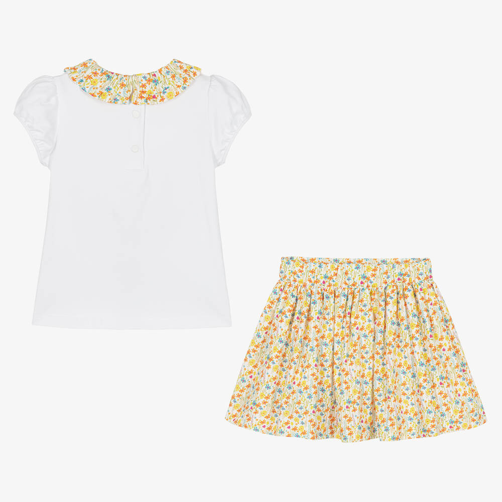 Beatrice & George-Топ и желто-оранжевая юбка из хлопка в цветочек | Childrensalon Outlet