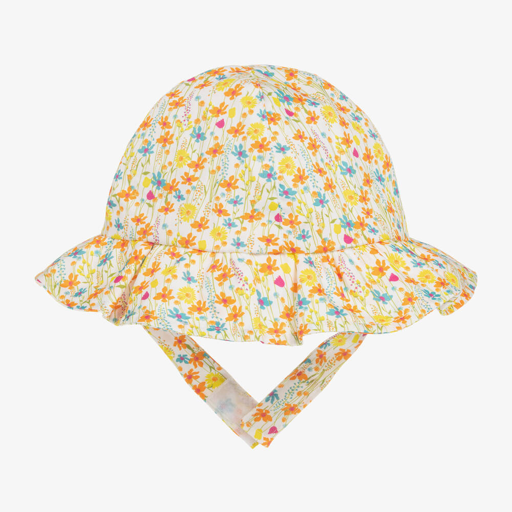 Beatrice & George-Желтая хлопковая панама в цветочек для девочек | Childrensalon Outlet