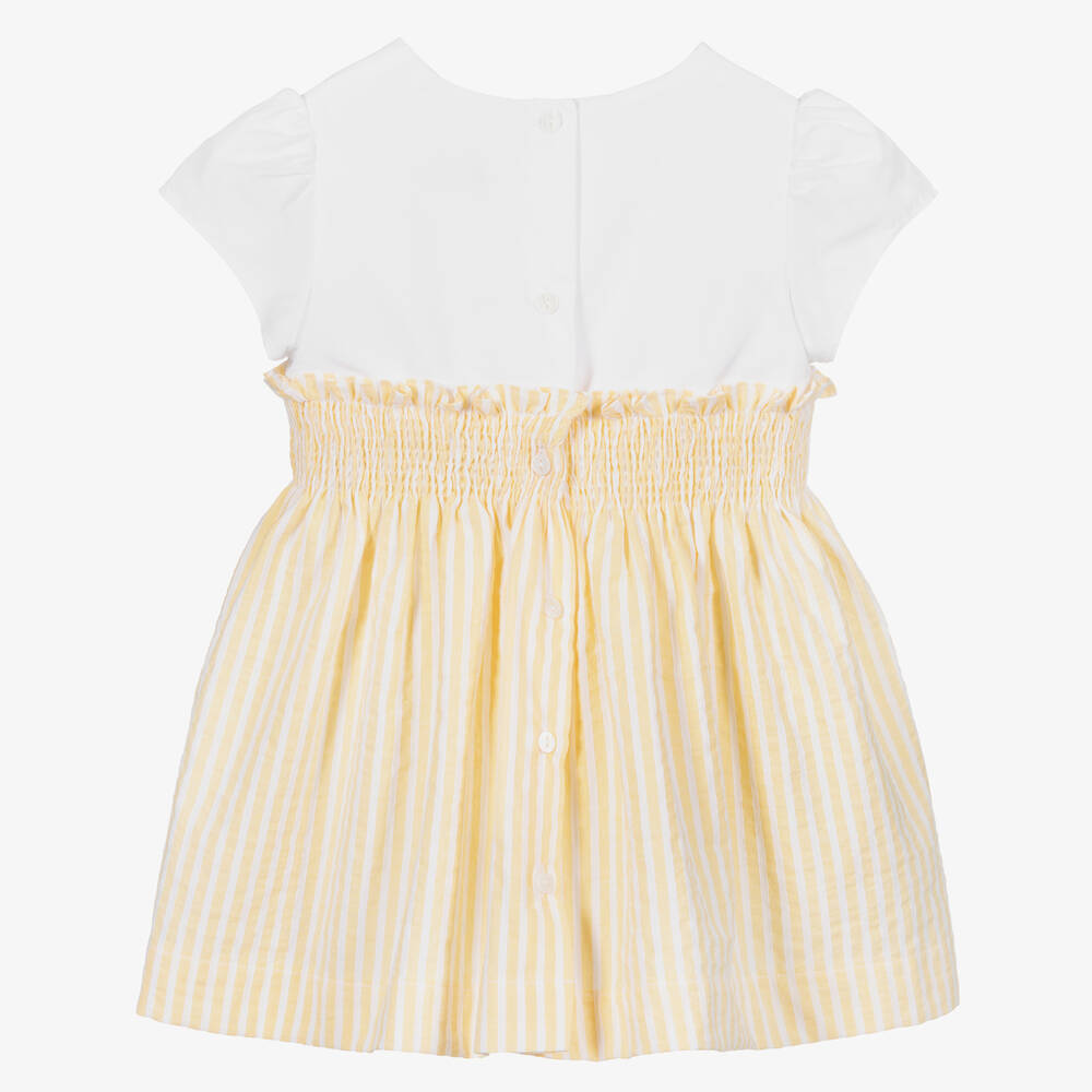 بياتريس آند جورج-طقم فستان بوبلين لون أصفر وأبيض | Childrensalon Outlet