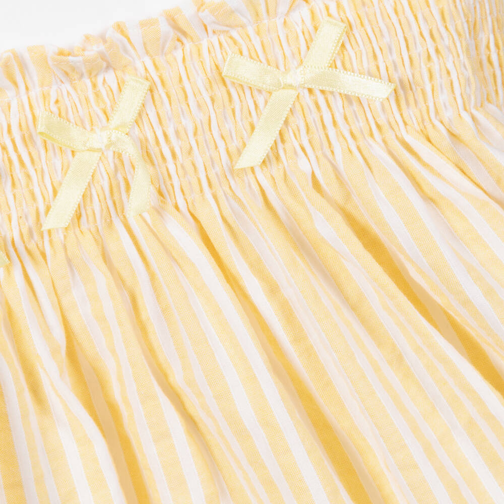 بياتريس آند جورج-طقم فستان بوبلين لون أصفر وأبيض | Childrensalon Outlet