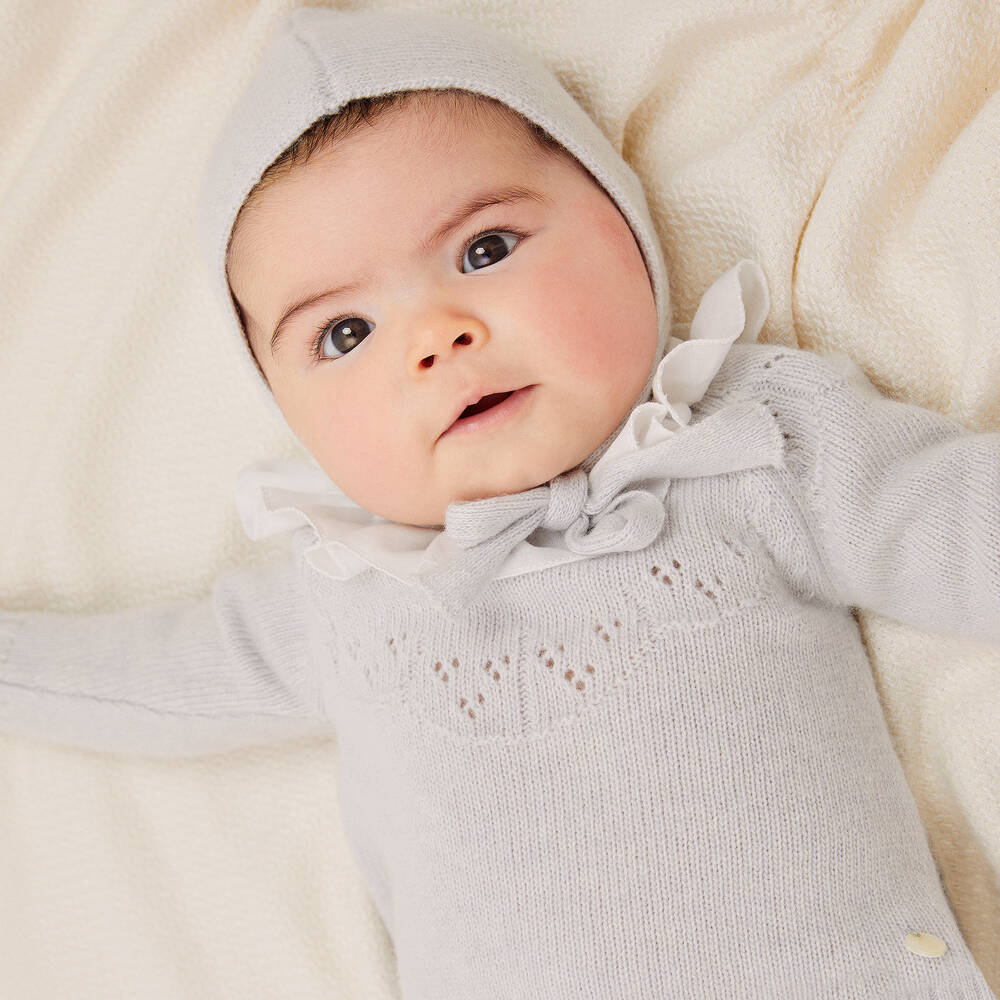 Beatrice & George-طقم أفرول بيبي غرو مزيج صوف وكشميرلون رمادي للأطفال | Childrensalon Outlet