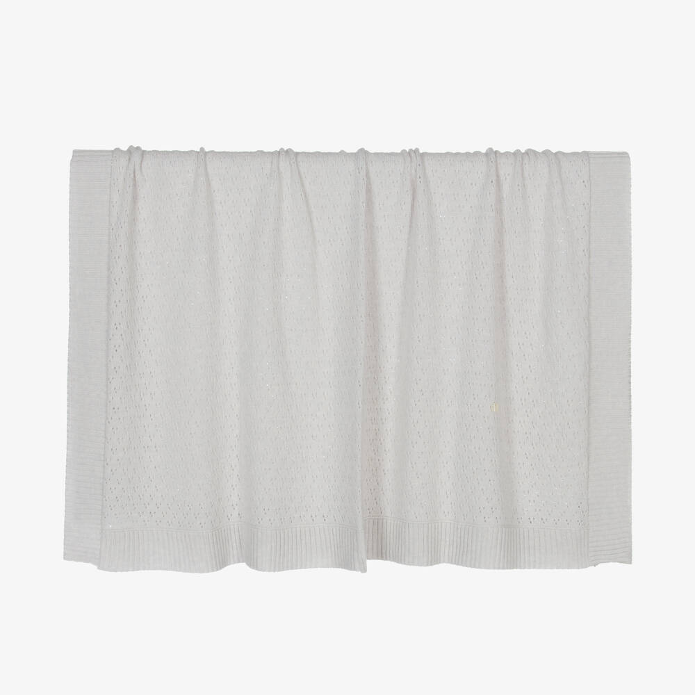 Beatrice & George - Grey Wool & Cashmere Knit Blanket (100cm) | Childrensalon