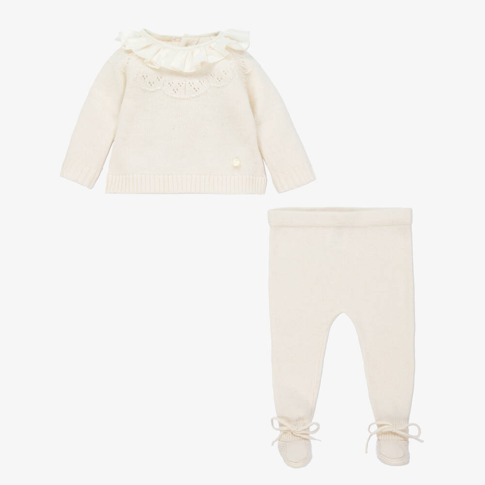 Beatrice & George-Ivory Cashmere Wool Baby Set | Childrensalon Outlet
