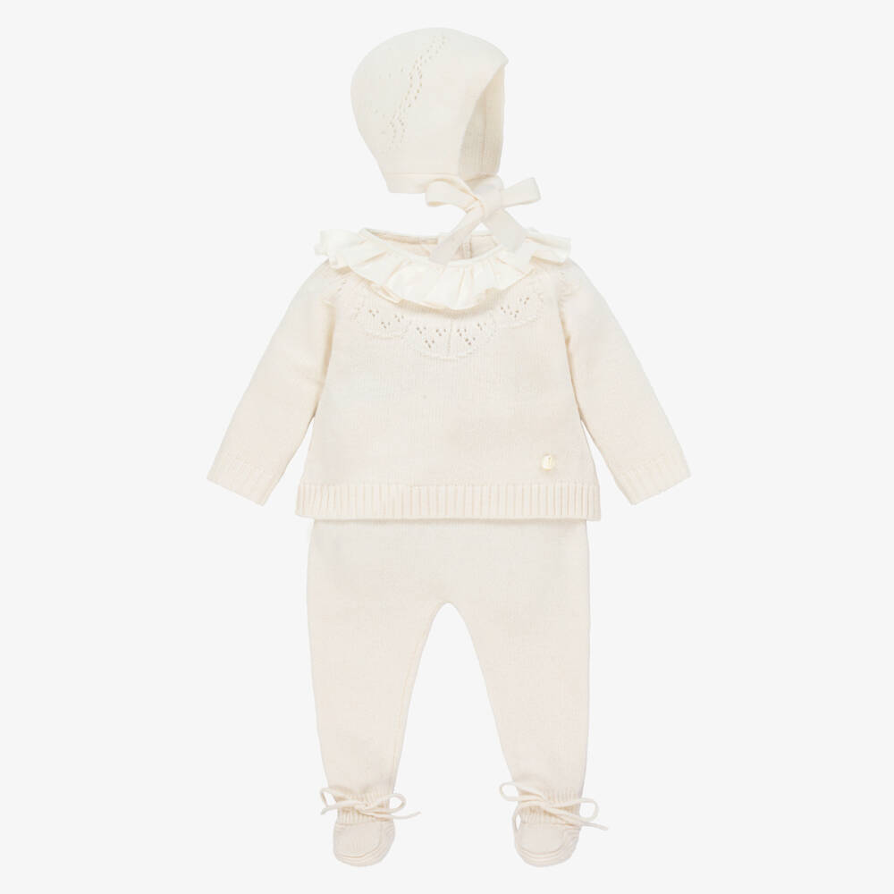 Beatrice & George-Ivory Cashmere Wool Baby Set | Childrensalon Outlet