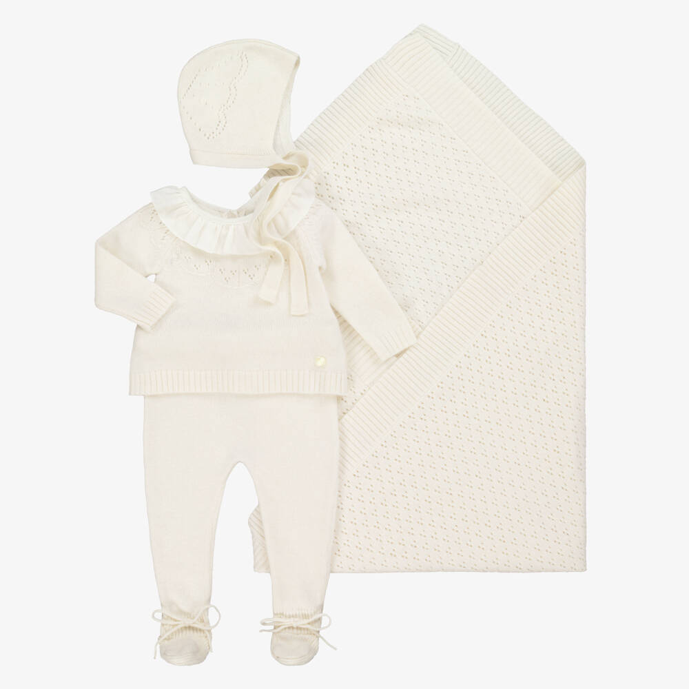 Beatrice & George-Ivory Cashmere Wool Baby Set | Childrensalon Outlet