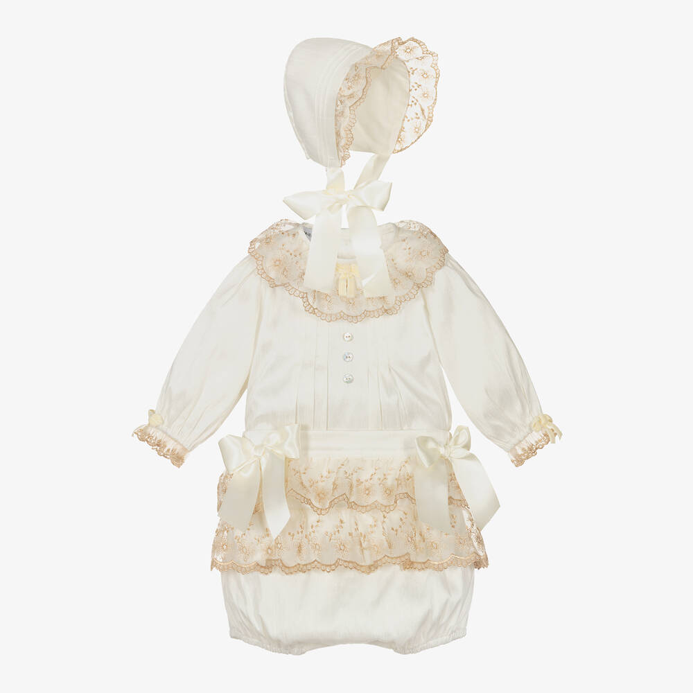 Beatrice & George - Elfenbeinfarbenes, festliches Baby-Outfit, 3-teilig | Childrensalon