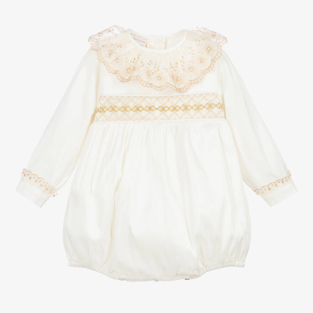 Beatrice & George-Ivory Hand-Smocked Ceremony Shortie | Childrensalon Outlet