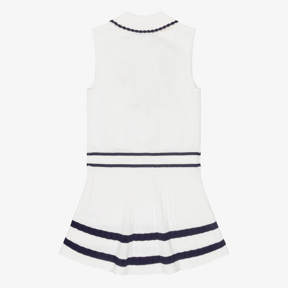 Beatrice & George-Ivory & Navy Sleeveless Knitted Dress | Childrensalon Outlet