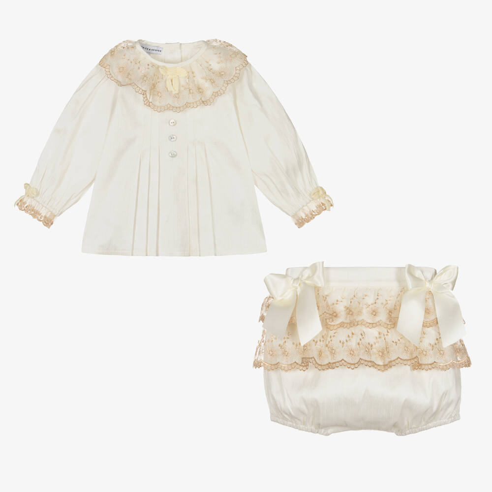 Beatrice & George-Ivory Satin & Lace Ceremony Outfit | Childrensalon Outlet