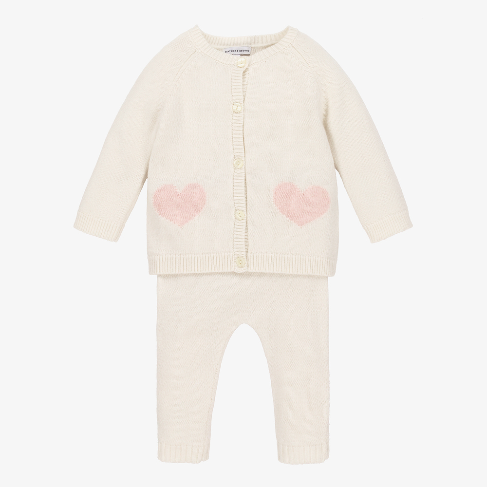 Beatrice & George - Ivory Wool Baby Trouser Set | Childrensalon