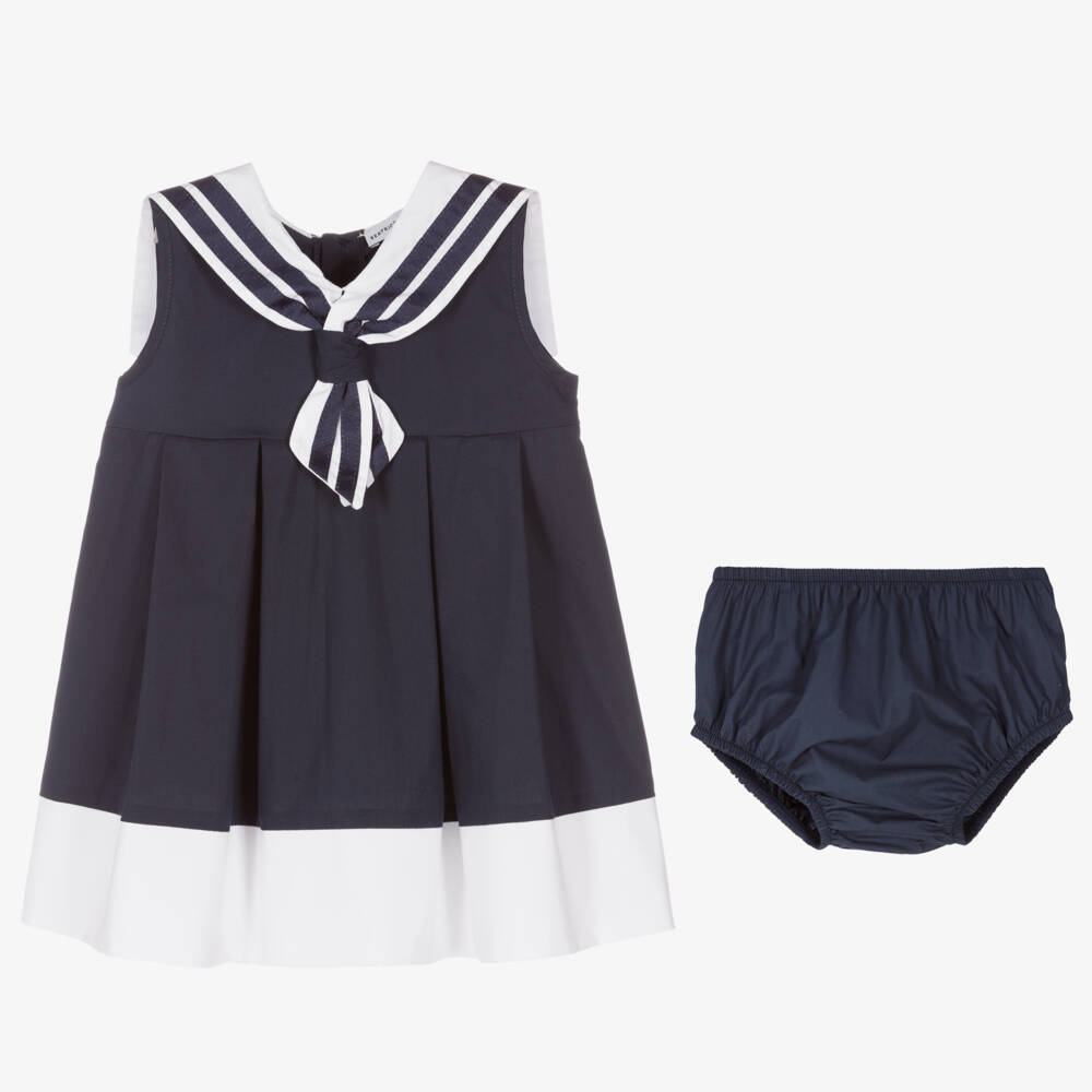Beatrice & George-Navy Cotton Sailor Dress for Girls | Childrensalon Outlet